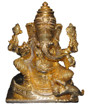 Brass Ganesh Idol L 5 x B 4 X H 7 INCH Approx 4.5 Kg