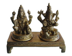 Brass Lakshmi Ganapathi Idol L 4 x B 1.5 X H 3.5 INCH Approx