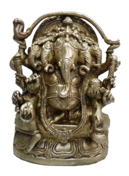 Brass Pancha Mukhi Ganesh Idol L 4 x B 2 X H 6.5 INCH Approx