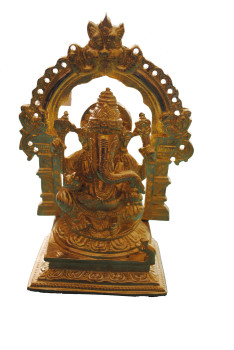 Ganesh Brass Idol Gold Finish L 4 x B 2.5 X H 8 INCH Approx